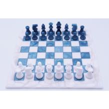 Alabaster Chess set blue/white - groot