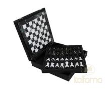 Chess set black/ white marble in case