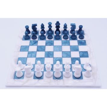 Alabaster Chess set blue/white - groot