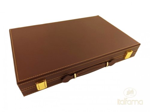 Leatherette backgammon bruin - Italfama