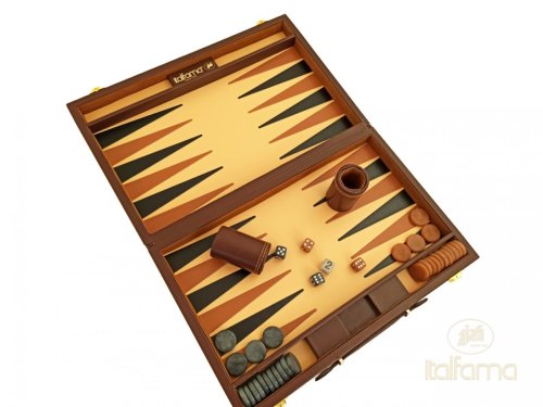 Leatherette backgammon bruin - Italfama